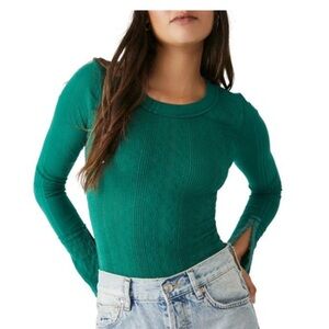 Free People Piece Of Me Bodysuit In Blue Pine size M